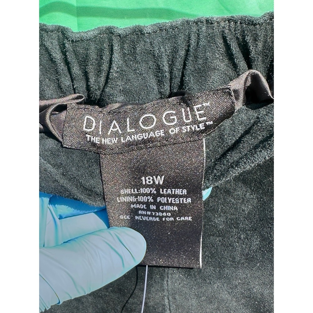 Dialogue Black Genuine Leather Skirt Women's 18W Plus Size Midi A-Line - Picture 2 of 7